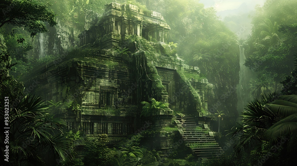 Obraz premium ancient ruines in jungle