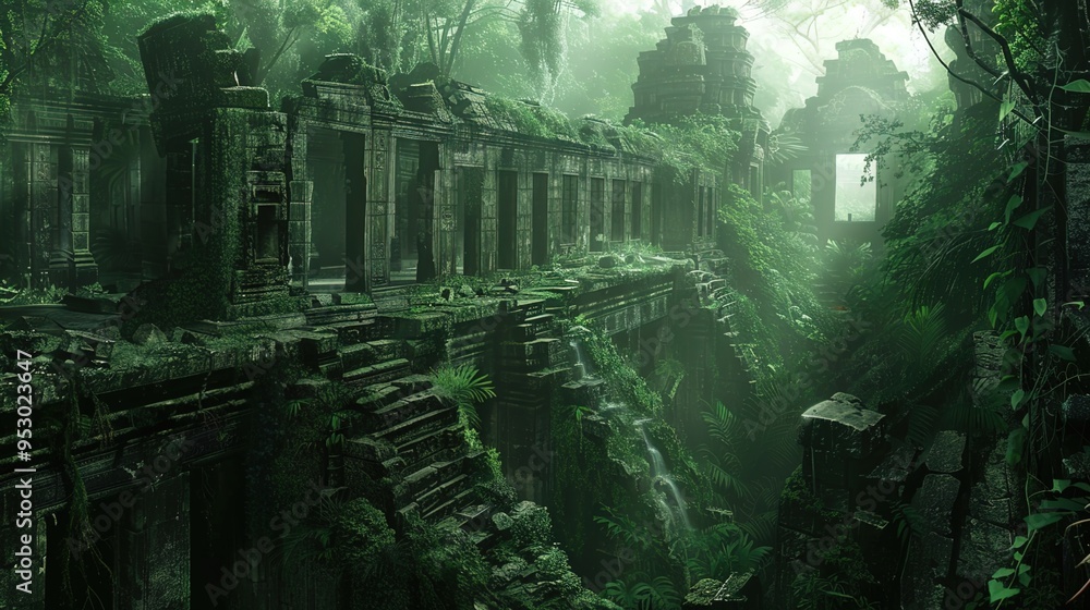 Obraz premium ancient ruines in jungle
