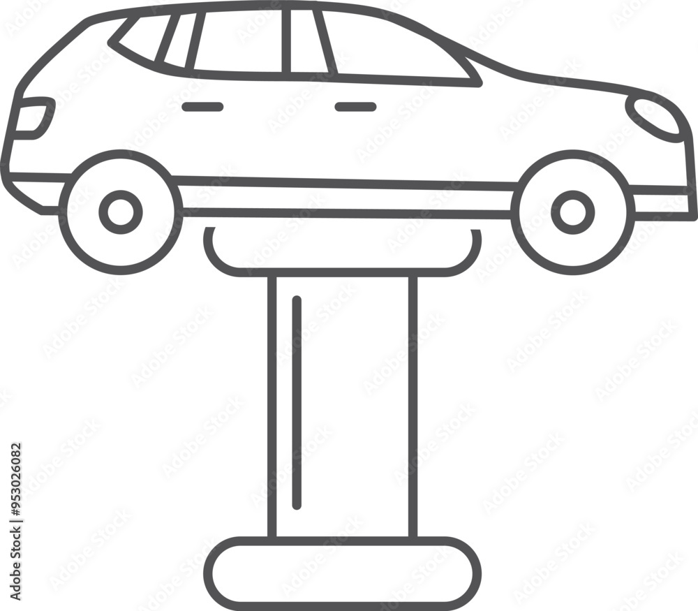 Car maintenance icon. Auto lifted in service line icon Car maintenance icon. Auto lifted in service line icon