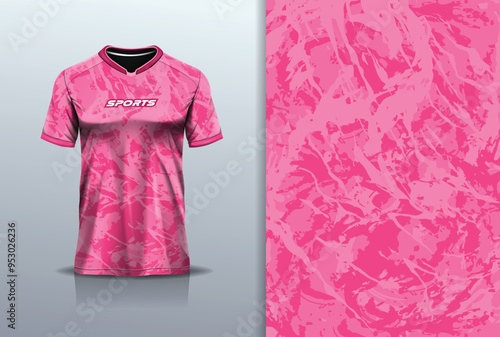Sport jersey template mockup texture rustic grunge marble abstract design for football soccer, racing, running, e sports, pink color