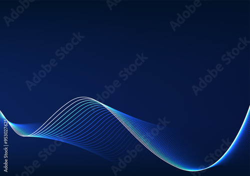 Abstract background technology. Layered flowing particle waves. Represents the overlapping of data being processed by cyber technology. Illustration, Vector.