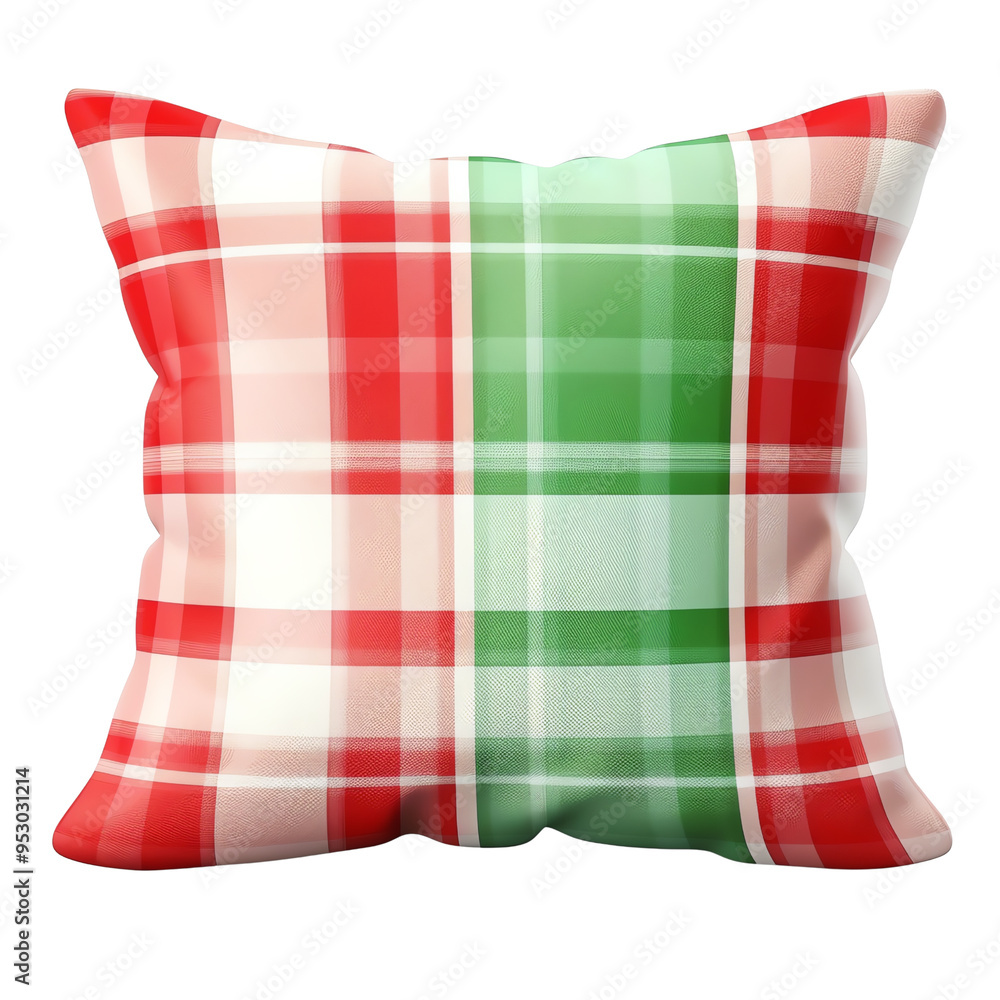 Square cushion with red and green checkered pattern, perfect for holiday or festive home decor, adding a touch of comfort and style. Square cushion with red and green checkered pattern, perfect for holiday or festive home decor, adding a touch of comfort and style.