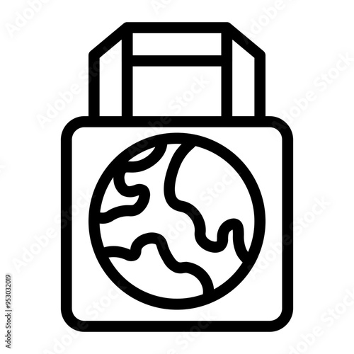 environmentally friendly bag in line icon -environmental, nature, globe, ecology, concept, global, environment