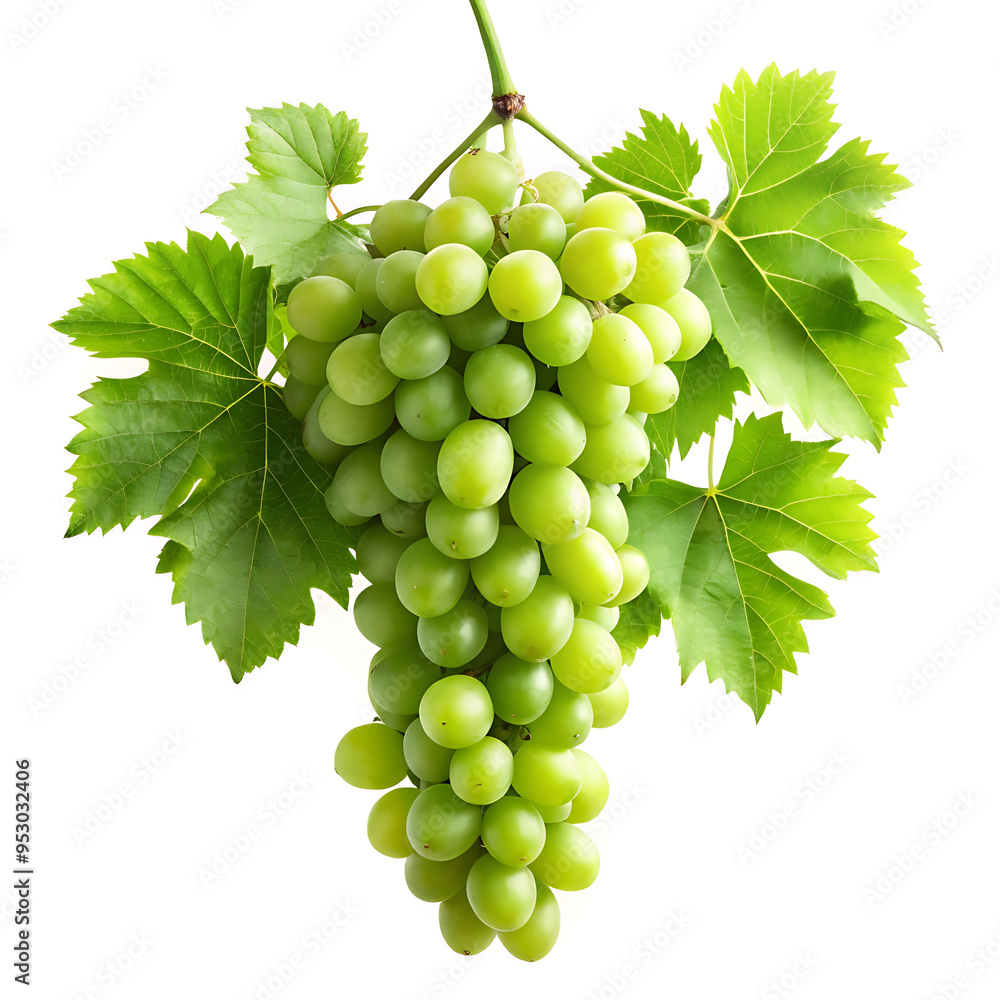 hanging branch green grapes isolated on a white background hanging branch green grapes isolated on a white background