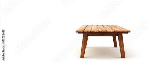 Wooden Table on a White Background.