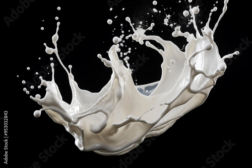 Image of dark white milk splash isolated on black background