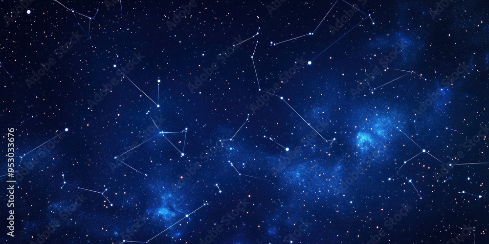 A background of the night sky with delicate lines, star details, and highlighted zodiac constellations. Nebulae and constellations can be seen in the starry night sky. A background of the night sky with delicate lines, star details, and highlighted zodiac constellations. Nebulae and constellations can be seen in the starry night sky.