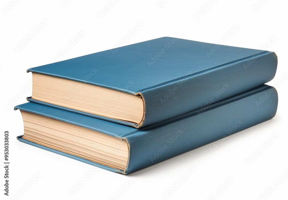 A stack of two books with a blue cover isolated on white background A stack of two books with a blue cover isolated on white background