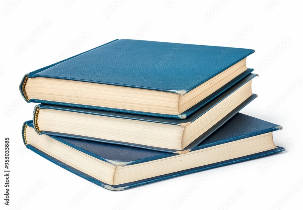A stack of two books with a blue cover isolated on white background A stack of two books with a blue cover isolated on white background