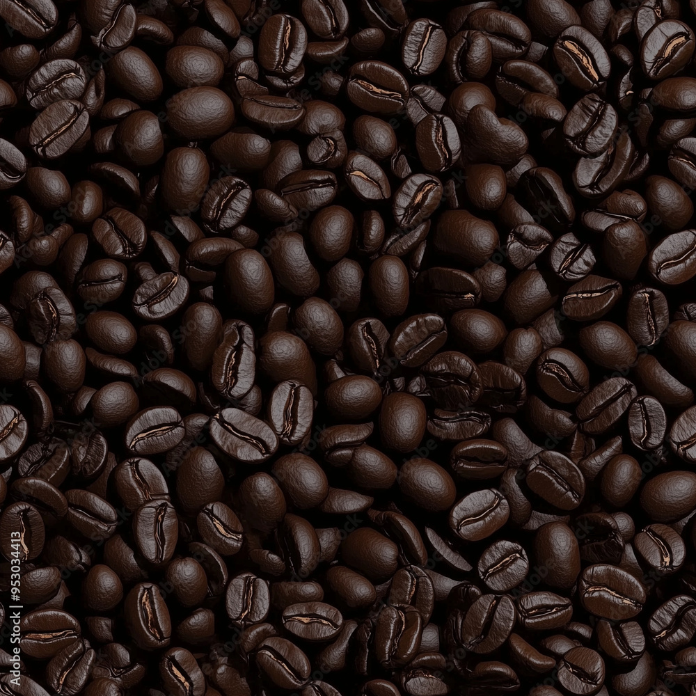 Naklejka premium 深煎りコーヒービーンズパターン