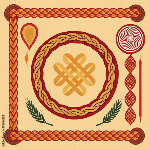 Braided Borders Knitted Ornaments & Decorative Ropes vector