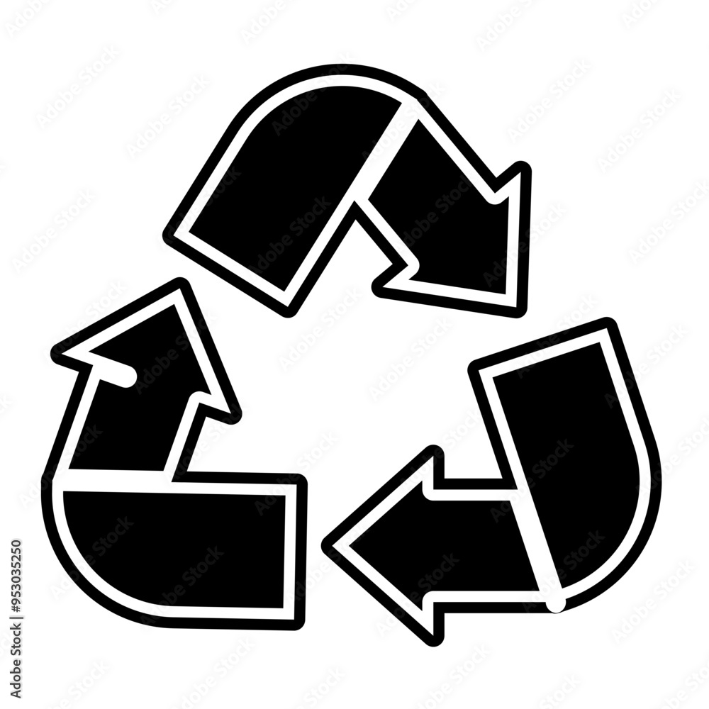 recycling symbol in glyph icon recycling symbol in glyph icon
