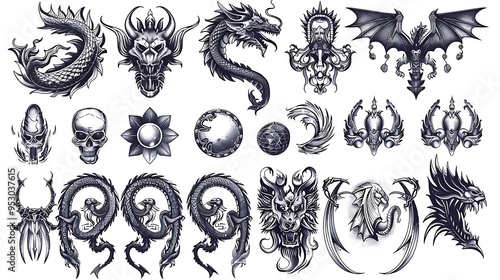 20240829142430list 92 Vector tattoo design elements, various styles,