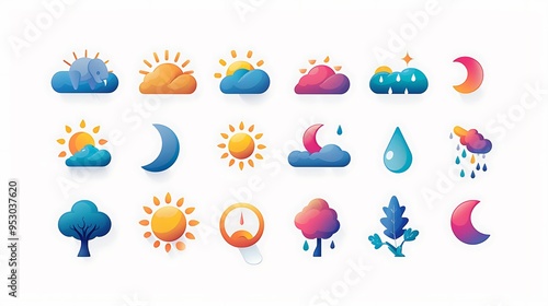 Vector weather icons, meteorology symbols,  photo