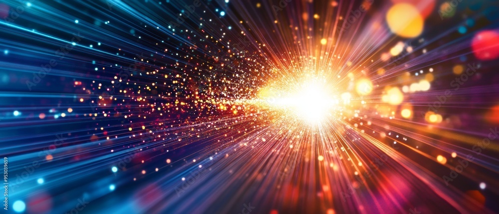 Colorful Light Rays Representing Fast Digital Data Transfer Colorful Light Rays Representing Fast Digital Data Transfer