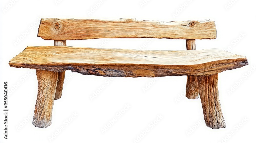 Rustic Wooden Bench Isolated on White Background Rustic Wooden Bench Isolated on White Background