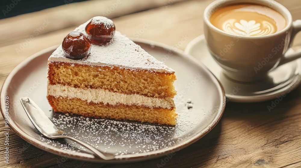 Slice of Cake with Coffee Slice of Cake with Coffee
