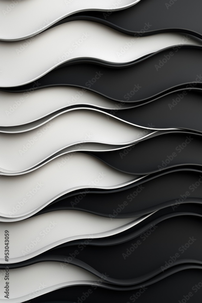 Abstract grayscale wavy layers creating a , flowing pattern, showcasing modern minimalist design in monochrome tones. Abstract grayscale wavy layers creating a , flowing pattern, showcasing modern minimalist design in monochrome tones.