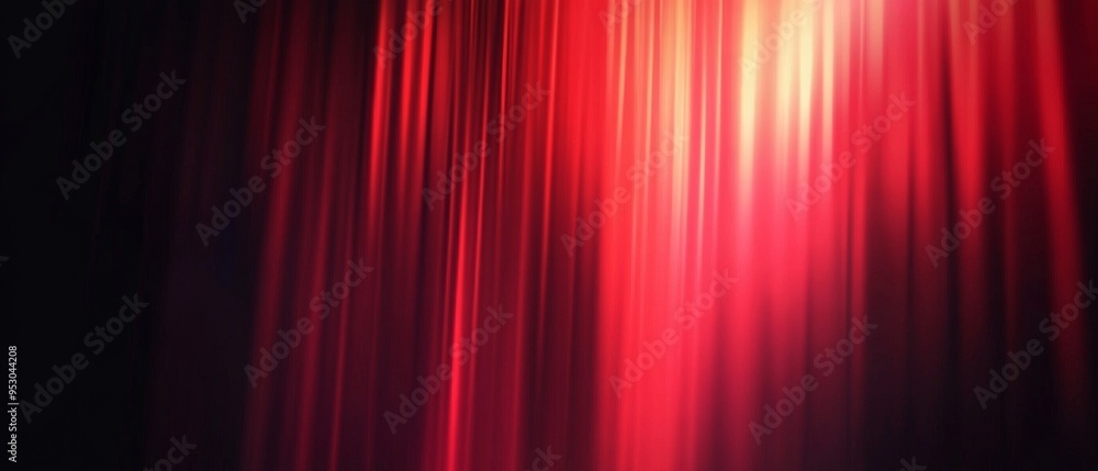 Red Curtain on Dark Blurred Background Banner Red Curtain on Dark Blurred Background Banner