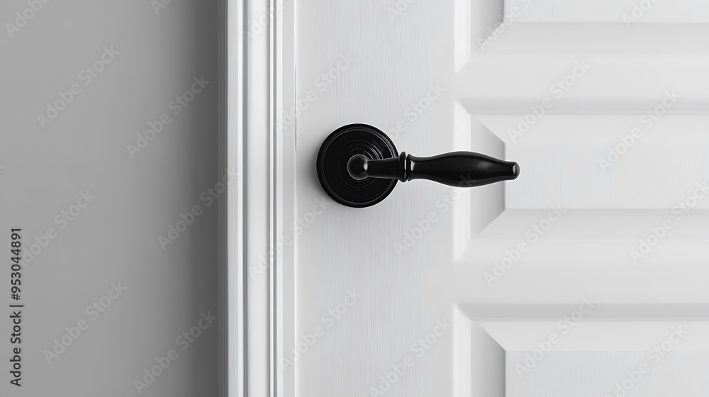 Black Door Handle on White Panel Door Black Door Handle on White Panel Door