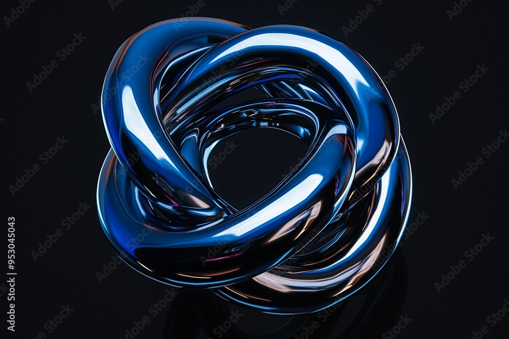 3D render of an abstract blue metallic object 3D render of an abstract blue metallic object