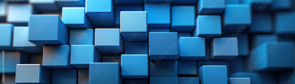 Abstract image showcasing a modern blue cube pattern, representing digital design, technology, and architecture elements. Abstract image showcasing a modern blue cube pattern, representing digital design, technology, and architecture elements.