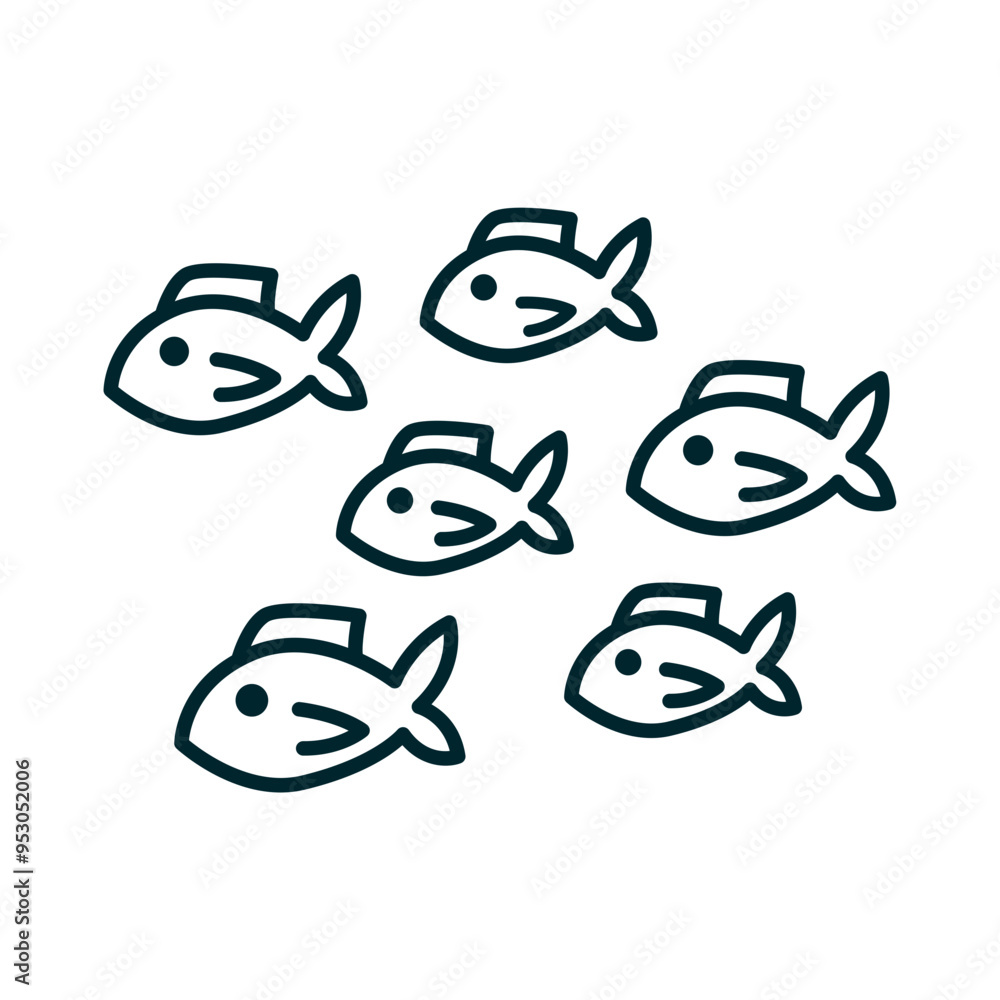 Obraz premium Doodle Colony of small fish