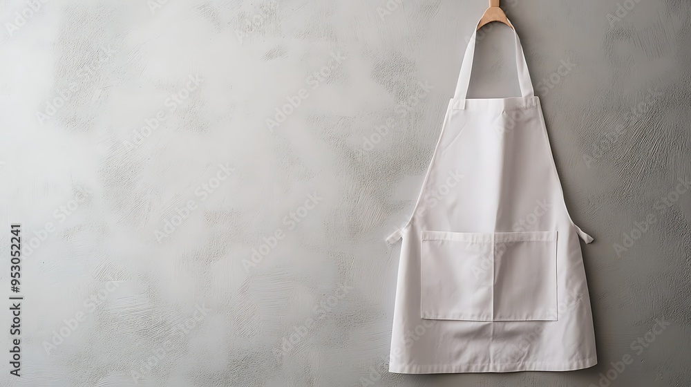 White Apron Hanging on a Grey Wall White Apron Hanging on a Grey Wall