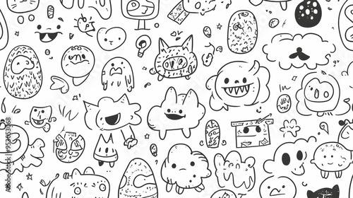 Cute cartoon doodle pattern.