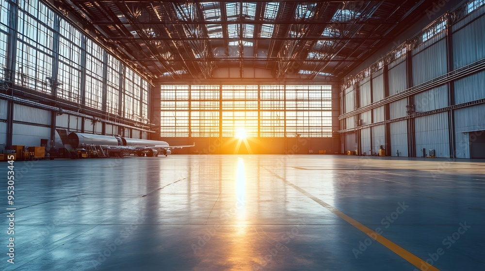 A large, empty warehouse with a lot of windows. The windows let in a lot of light, making the space feel bright and open A large, empty warehouse with a lot of windows. The windows let in a lot of light, making the space feel bright and open