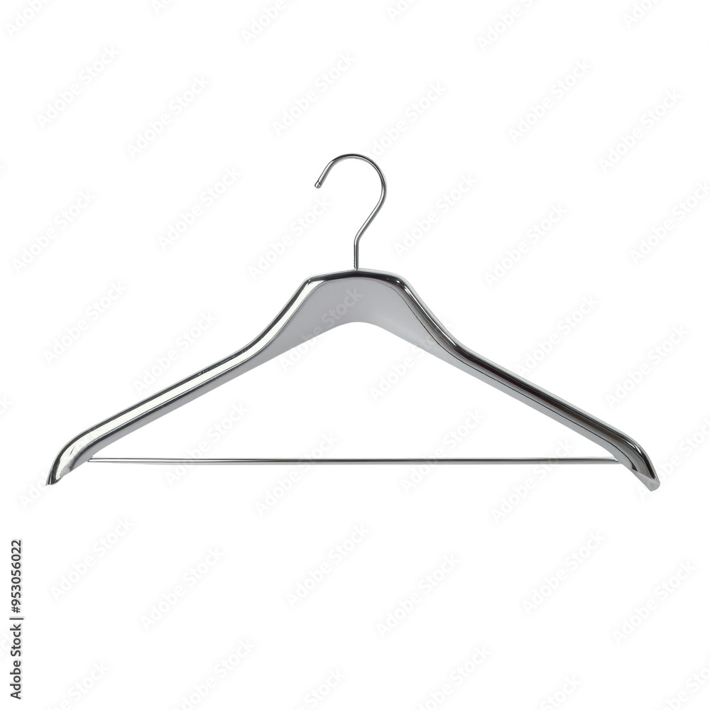 A sleek, silver clothes hanger. A sleek, silver clothes hanger.