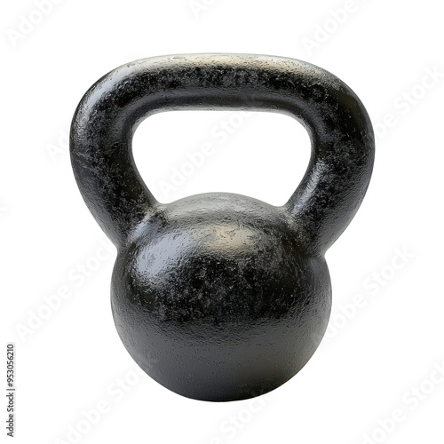 A solid black kettlebell. photo