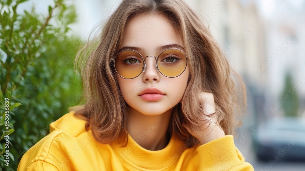 Confident Teenage Girl in Stylish Outfit Posing Against a Modern Background, Exuding Youthful Energy and Self-Assurance Confident Teenage Girl in Stylish Outfit Posing Against a Modern Background, Exuding Youthful Energy and Self-Assurance