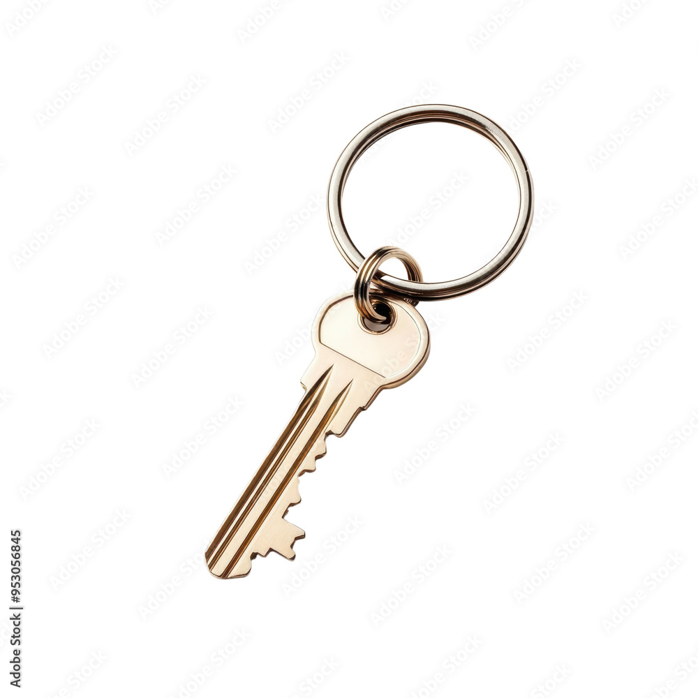 A stylish gold key. A stylish gold key.
