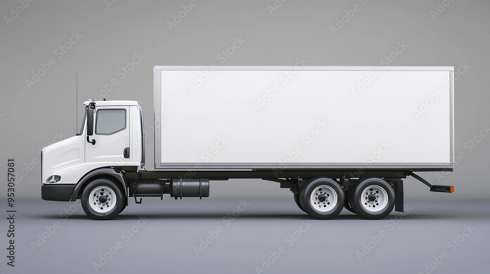 A white box truck with a blank white side A white box truck with a blank white side
