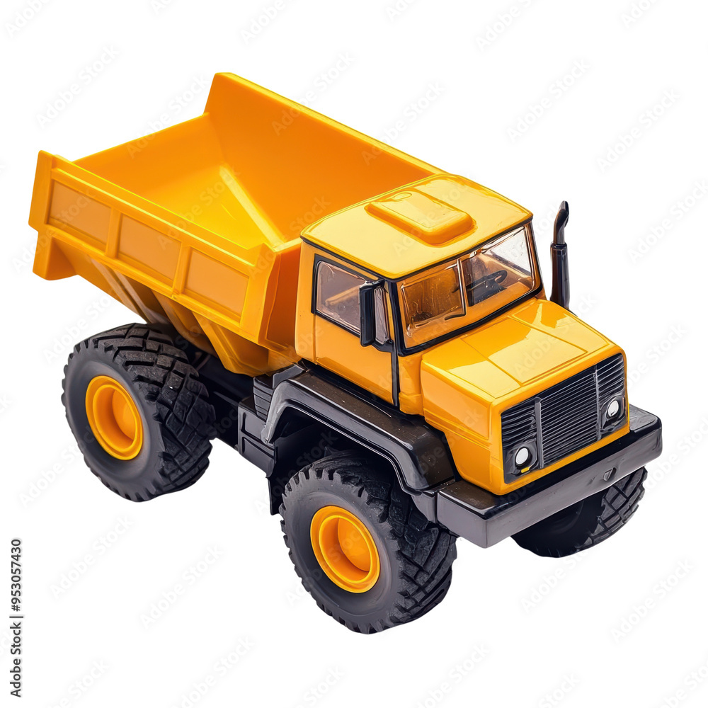 A vibrant yellow dump truck toy. A vibrant yellow dump truck toy.