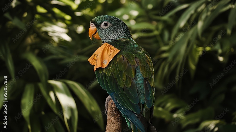 Obraz premium Green Parrot with Orange Band