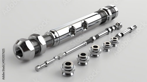 A 3D render of a mechanic s spark plug socket set