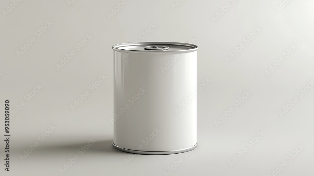 White Metal Can With Silver Top and Bottom White Metal Can With Silver Top and Bottom