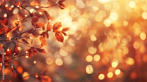 Wallpaper Mural Warm-toned bokeh blur with orange and brown lights, evoking a cozy autumnal atmosphere. Torontodigital.ca