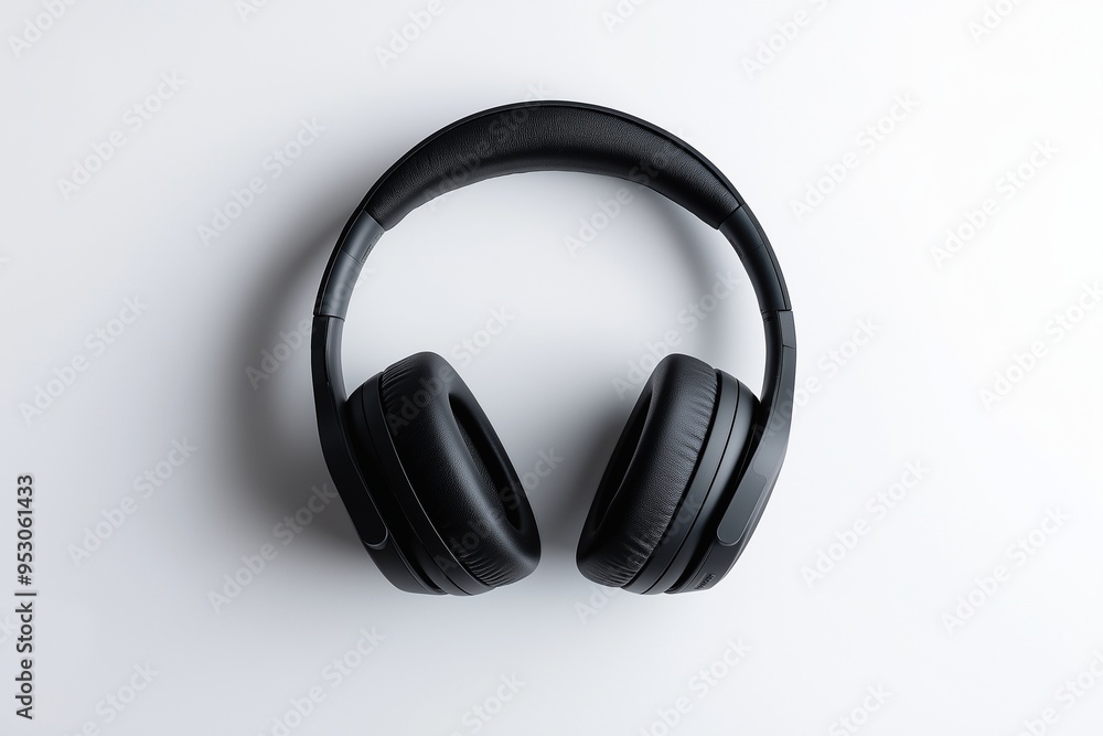Black headphones isolated on white background Black headphones isolated on white background