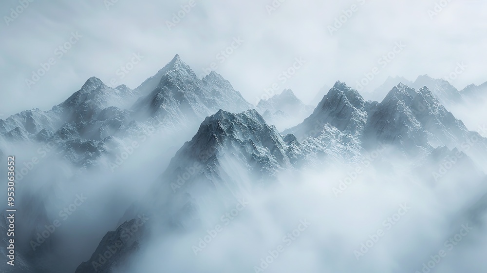 Obraz premium foggy mountain pattern wallpaper
