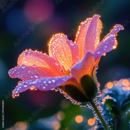 Vibrant Pink Flower with Raindrop Details photo