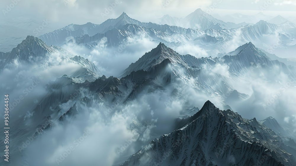 Obraz premium foggy mountain pattern wallpaper