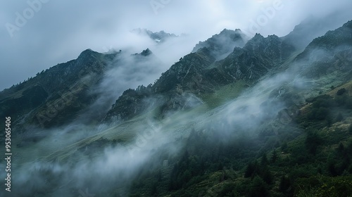 foggy mountain pattern wallpaper