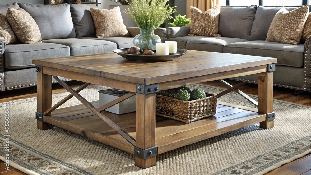 Rustic Farmhouse Furniture square wooden coffee tables with metal accents Rustic Farmhouse Furniture square wooden coffee tables with metal accents