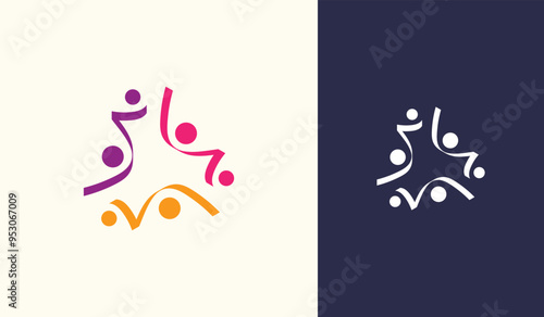 Abstract Community people logo vector design
