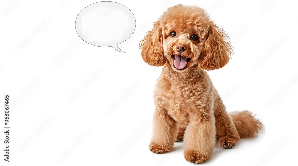 Happy Brown Poodle With Speech Bubble Happy Brown Poodle With Speech Bubble
