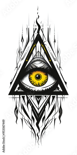 tribal triangle eye tattoo flash styles illustration