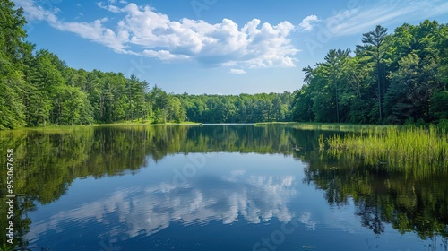 Serene lake pattern wallpaper